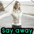 Two side-by-side pixelated images with text overlays: a figure in white clothing on the left, and a person with long brown hair on the right.