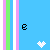 Animated sequence of blue background with vertical stripes and text 'erin' evolving from single letters to full name, accompanied by pixelated hearts.