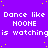 Purple background with yellow dots, repeated white text "Dance like NOONE is watching" in three