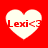 Four white heart-shaped icons on red background with "Lexi<3" text, each showing slight pixel variation across frames.