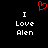 Red pixelated heart symbol above white text reading 'I Love Alen' on black background, duplicated side-by-side.