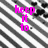 Pixelated text in bright pink on a black-and-white striped background with scattered dark spots.