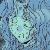 Pixelated static image with blue and green tones showing a faint, indistinct face-like shape against a blurred background.
