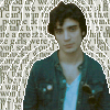 A person in a dark green denim jacket over a white shirt appears across six with changing text overlays on a patterned background