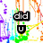 Four distinct pixelated display text fragments over colorful backgrounds with rainbow and floral motifs