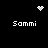 Four white pixelated 'Sammi' text labels on black background with heart and starburst icons above and below.