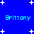 Blue background with white star shapes and cyan text reading "Brittany" in two