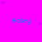 Bright magenta background with repeated cyan text 'Haley' and scattered purple stars, partially cropped on the right.