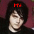 A four- shows a person with dark hair against a maroon background, each displaying different red text above the head