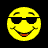 A 48x48 pixel buddy icon featuring a yellow smiley face with sunglasses on the left and "Super-Star!" text on the right, displayed as a static contact sheet frame.