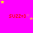 Bright pink background with repeated red text "SUZZ=1" and scattered yellow and pink stars in a pattern