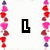A vertical arrangement of pink and red heart shapes flanked by black letters L, I, A, D on a white background.