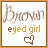 Brown-eyed girl text with a heart symbol in various brown and orange color variations across nine