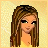 Pixelated character with long brown hair, yellow top, brown skirt, and white sandals, with a pink heart symbol and 'sexy' text.