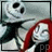Animated sequence of two characters with white faces and black eyes, one with red hair, the other with a tall gray hat; both wear dark clothing against a light background.