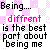 Static pixel art with text reading 'Being... diffrent is the best part about being me' over a pink and white checkered background.