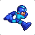 A 3x3 contact sheet of pixel art frames showing a blue armored character in various running poses against a gray background.
