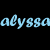 Animated text 'alyssa' repeats across a black background with shifting color gradients and pixelated edges.