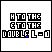 Pixelated text 'H TO THE G TO THE DOUBLE L=0' with animated color shifts and scattered star-like particles on white background.