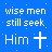 Blue background with white pixelated text 'wise men still seek Him' and a cross symbol, featuring subtle snow-like particles.