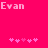 Pixelated pink background with 'Evan' text at top and two of pink heart icons below, showing animation changes in heart positions