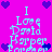 Pixelated text and heart symbols on a bright pink background with cyan and purple elements.