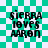 Green and white checkered background with black text reading "sierra loves aaron" in four identical , each showing slight pixelation differences
