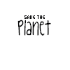 Animated contact sheet showing sequential frames of a 'Save the Planet' icon with evolving green and purple dotted shapes above text, transitioning to bear head outlines at bottom.