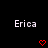 nine identical pixelated icons showing the name 'Erica' above a red heart symbol on black background