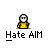 Pixelated icon shows a character with a white mask, dark hair, and yellow torso, below text reading 'Hate AIM' on a white background.