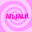 Four identical pink spiral backgrounds with bold magenta text reading "ANJALI!" in pixelated font, arranged in a on a solid light pink backdrop