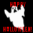 Pixelated ghost icon with red text 'HOPPY HALLOWEEN!' on black background, showing color variations.