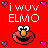 A 48x48 pixel animated buddy icon featuring Elmo from Sesame Street, displayed as a contact sheet with two frames showing color variations of the same design.