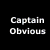 Black background with white text 'Captain Obvious' next to a pixelated figure in red and silver attire holding a star-shaped object.