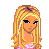 A 4x4 contact sheet of a pixel-art animated icon featuring a blonde princess character in pink dress with repeated "Princess" text on pink background.