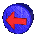 Blue circular icon with red arrow pointing left, transitioning through orange and yellow hues