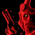 A static image shows a red demonic figure with yellow eyes, a skeletal hand, and a white skull face on black background.
