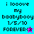 Pixelated text on colored backgrounds with animated star symbols, displaying 'i looove my baabybooy 1/5/10 FOREVER<3' in black font.