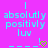 Pixelated cyan text on bright pink background with green heart symbol at bottom right.