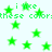 Green star shapes and pixelated text reading 'i like these colors' repeat across a light background in a static pattern.