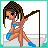 Animated contact sheet of pixel art characters and text phrases in a 3x3 grid with turquoise borders, showing motion frames for the first character and static text/character panels.