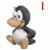 Animated pixel art penguin with black head and wings, white belly, brown beak and feet, displaying three distinct facial expressions across frames.