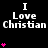 Black background with repeated white text "I Love Christian" and pink heart symbols in various positions.