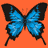 A 3x2 contact sheet of five animated butterfly frames on an orange background with a gray transparency area, showing progressive wing closure from fully open to partially closed wings across sampled frames.