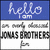 six distinct sections featuring text, images, and symbols including 'hello i am', 'obsessed JOE!!! JONAS!!! HIM!!!', red hearts, a person with headphones, and a person in a black suit
