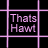 A 48x48 pixel animated buddy icon displayed as a contact sheet with two frames showing text "Thals Hawt" in different color schemes against a black background with grid lines.