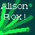 Pixelated green and dark teal background with white text reading 'alison' above 'Rox!' in blocky font.