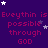 Purple background with repeated pink text 'Eveythin is Eveythin is possible through GOD' and scattered white/purple stars.
