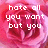 Pixelated text overlays a pink rose background with four distinct text sections arranged in a