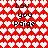 Red background with white heart pattern and black text reading "Lov you Paige" in two identical sections.
